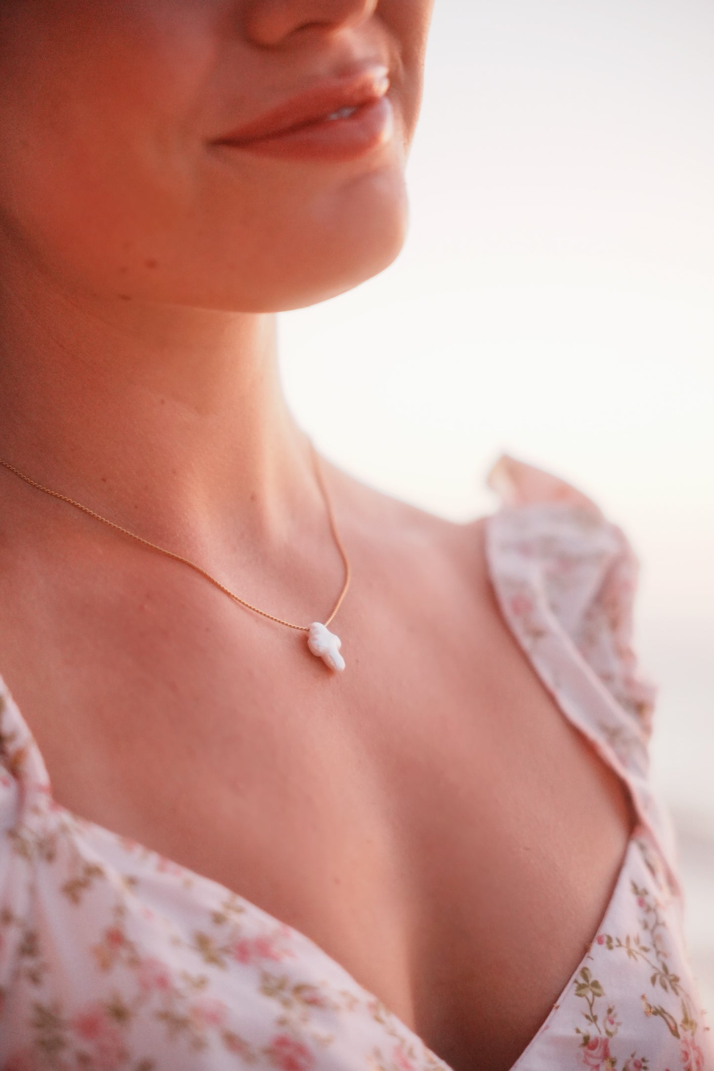 Small (18k Gold-Plated) - Freshwater Baroque Pearl Cross Necklace