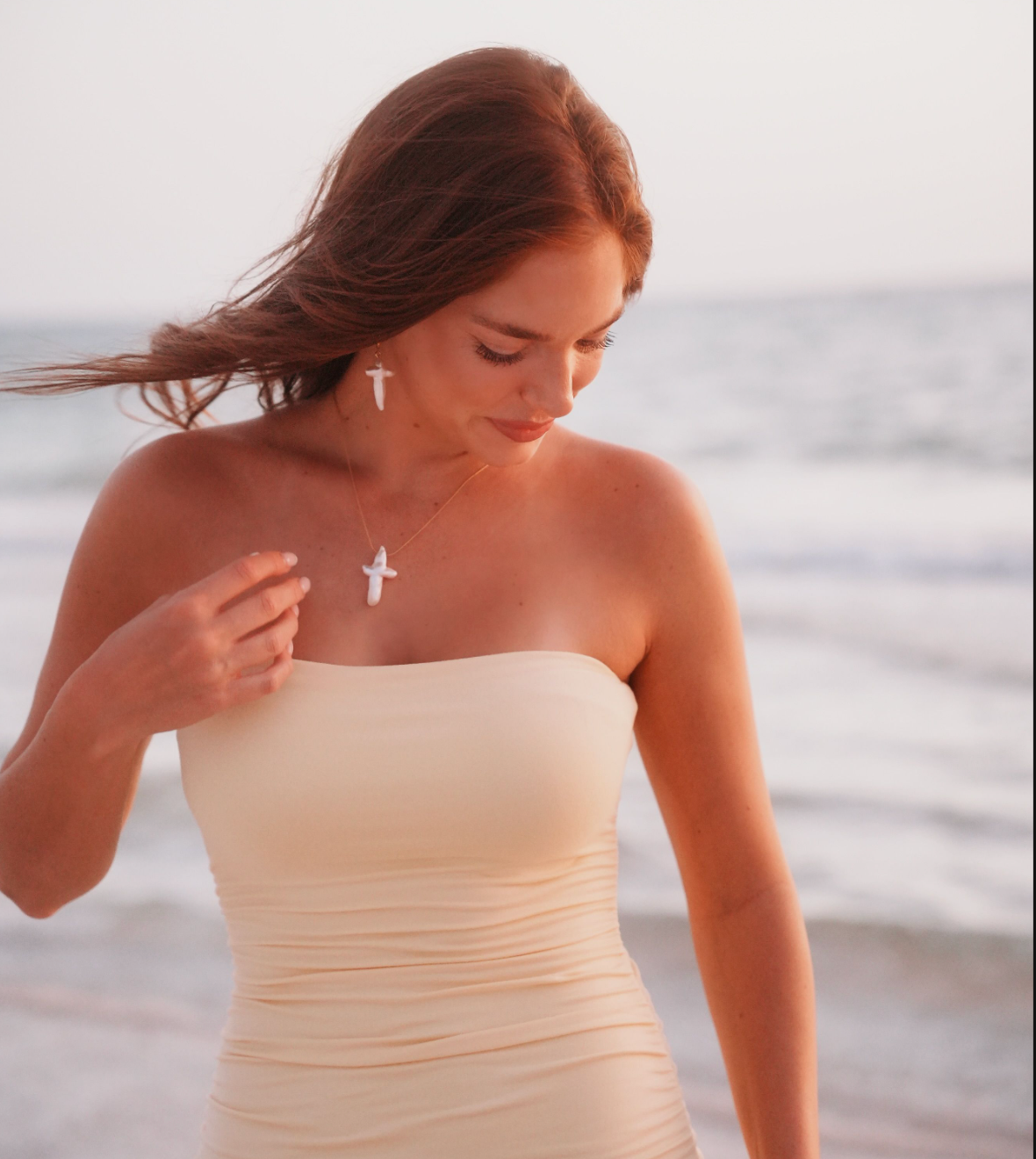 Large (18k Gold-Plated) - Freshwater Baroque Pearl Cross Necklace
