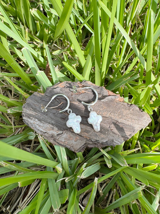 Small (Stainless Steel) - Freshwater Baroque Pearl Cross Earrings